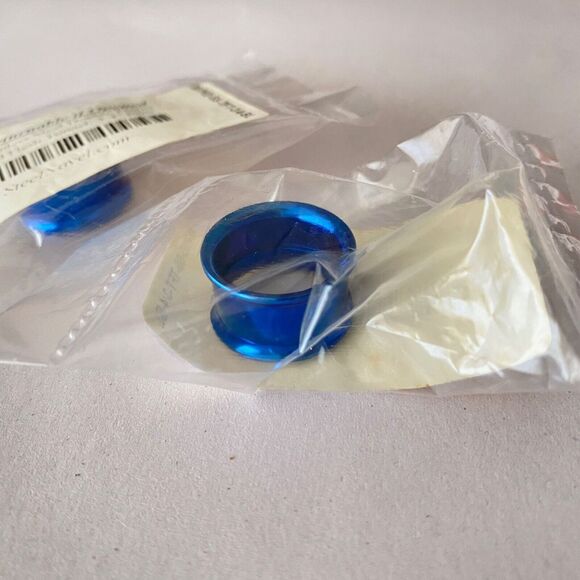 NEW 2 Steel Navel 3/4" 19mm Blue Stainless Steel Double Flared Threaded Tunnel - Picture 2 of 5